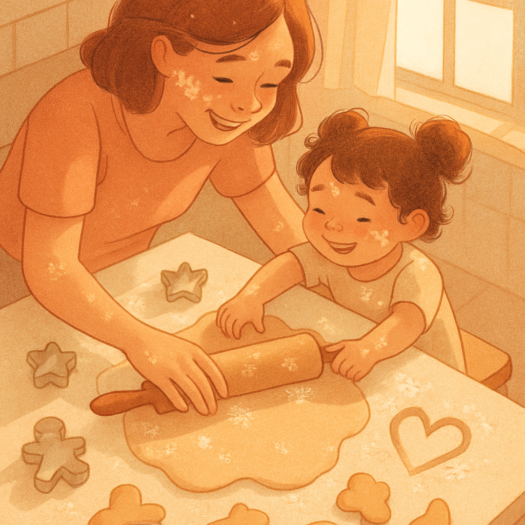 Mother Teaching Child To Bake Number painting