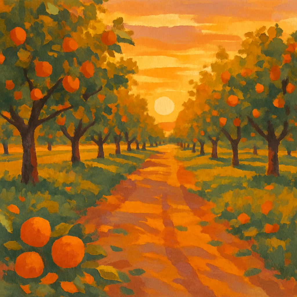 Sunset Orchard And Amber Sky Paint by numbers kits