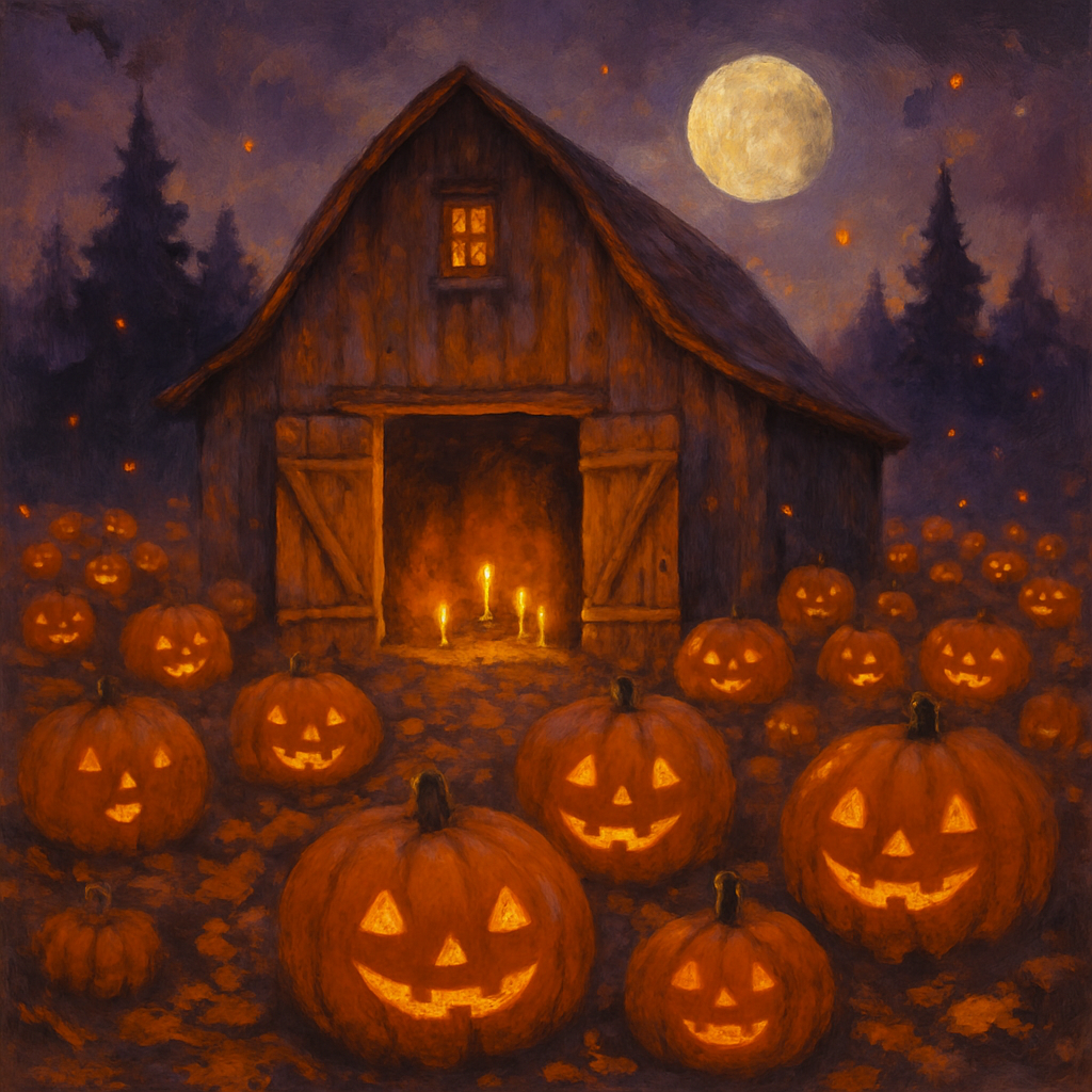 Barn Of Midnight Pumpkins Number painting
