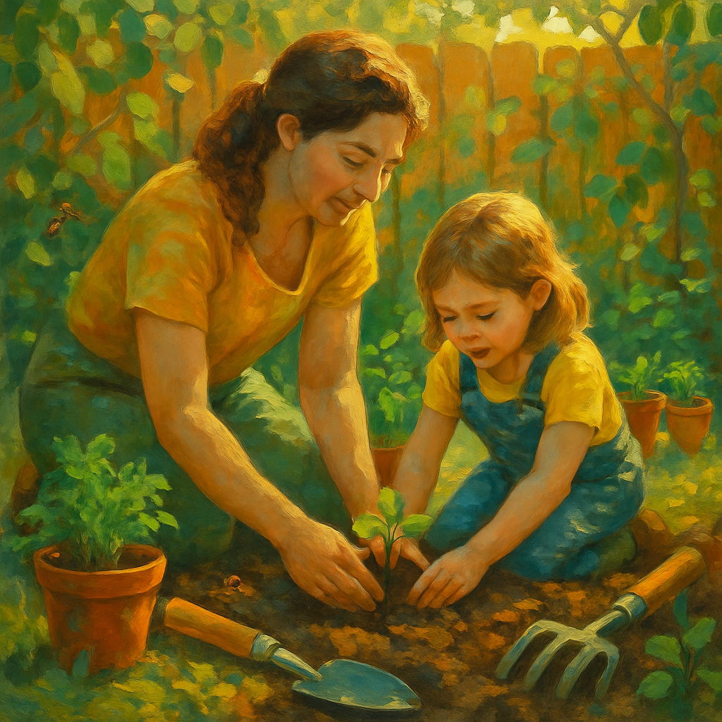 Gardening Lessons With Mother And Daughter Numbered painting kits