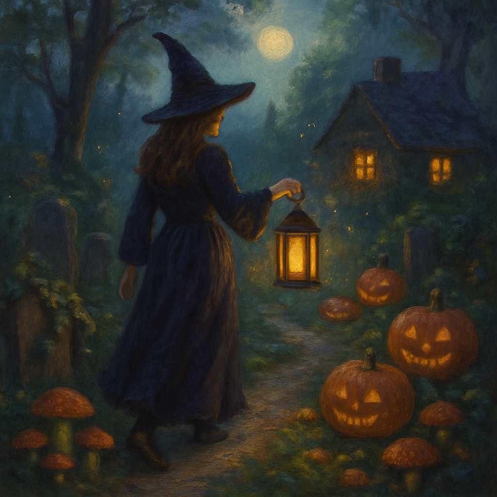 Moonlit Witchs Garden Walk paint by number