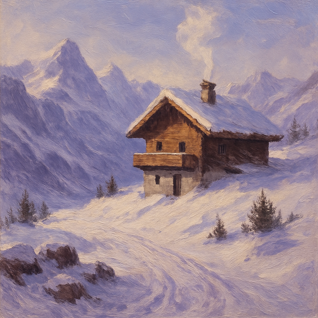 Silent Chalet On The Snowy Pass paint by number