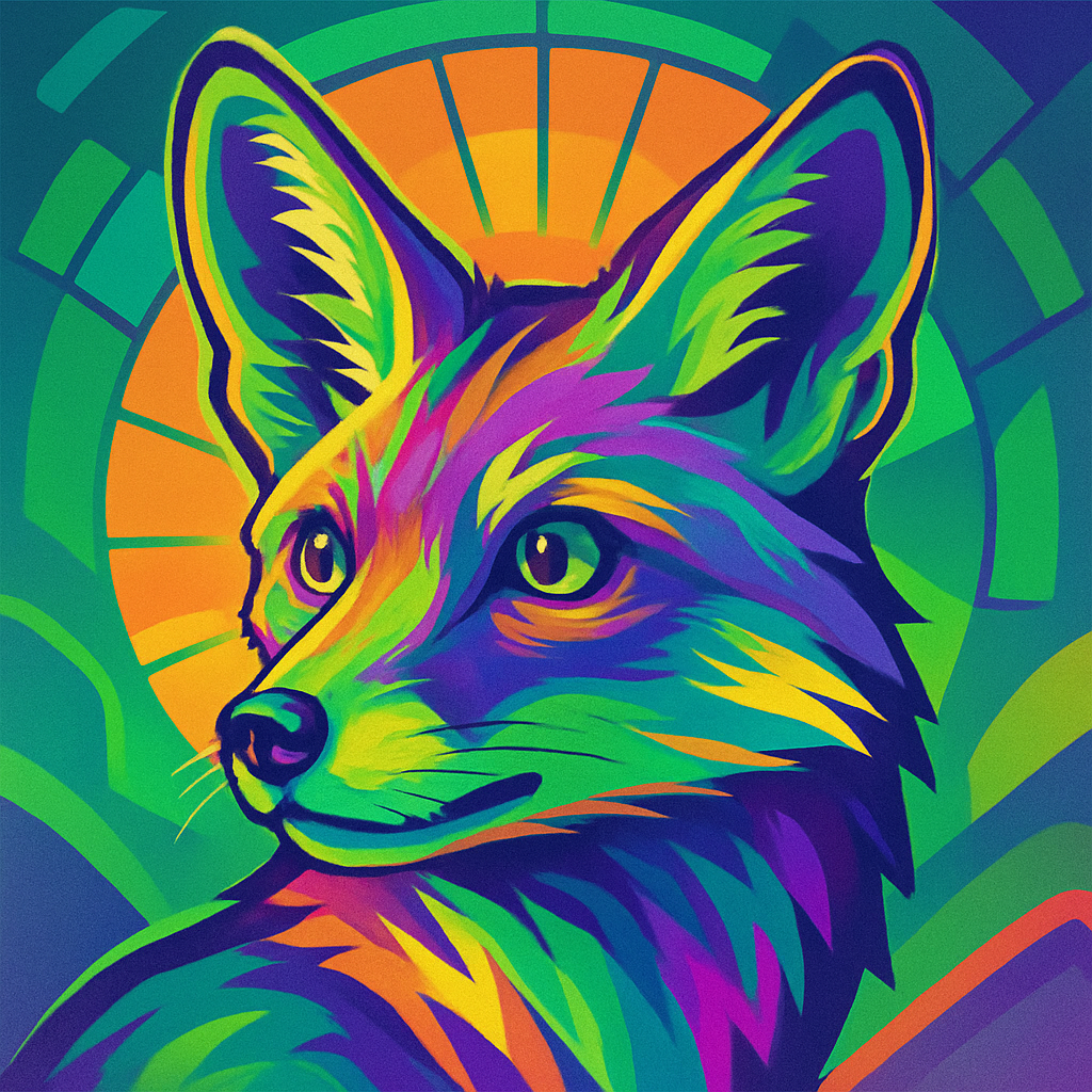 Solar Fox Mosaic Number painting