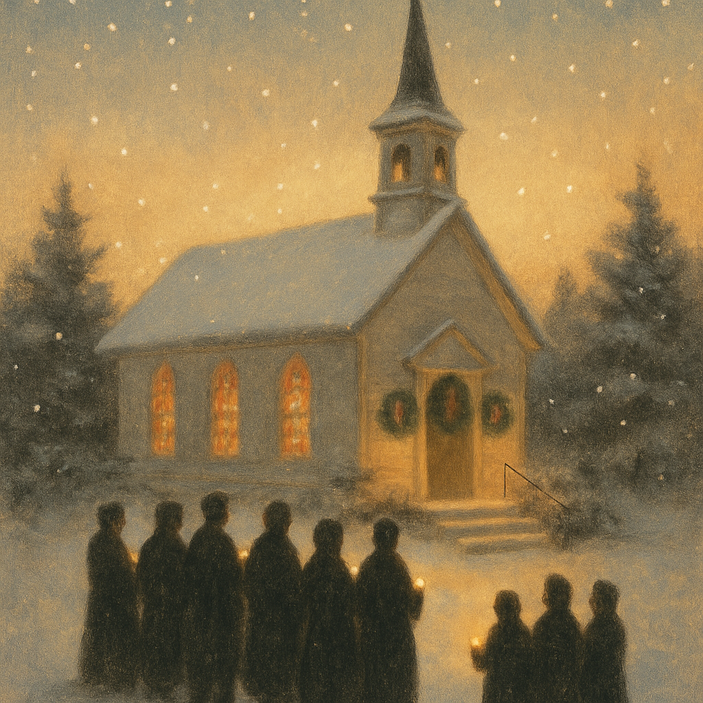 Midnight Choir At Frosted Church paint by number