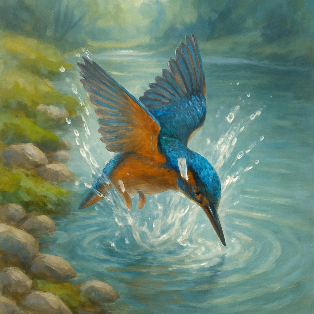 Kingfisher River Arc Paint by numbers art