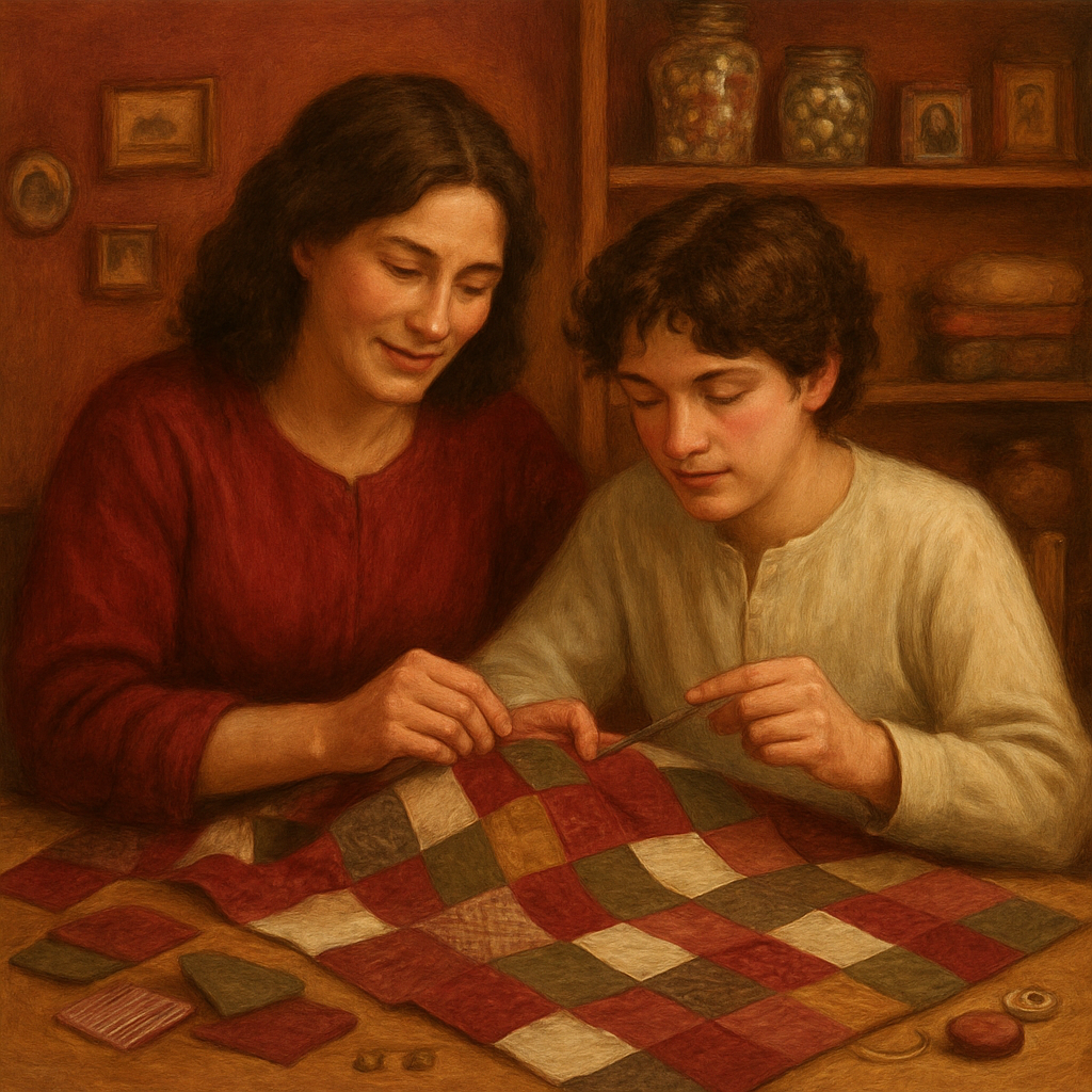 Mother And Teen Sewing Memories painting number kit