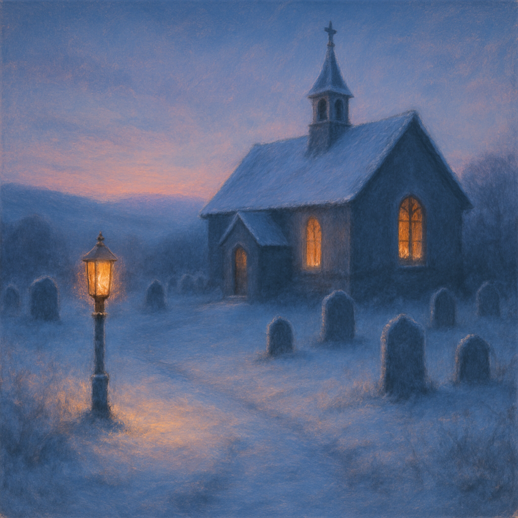 Quiet Churchyard At Frosty Dusk paint by numbers
