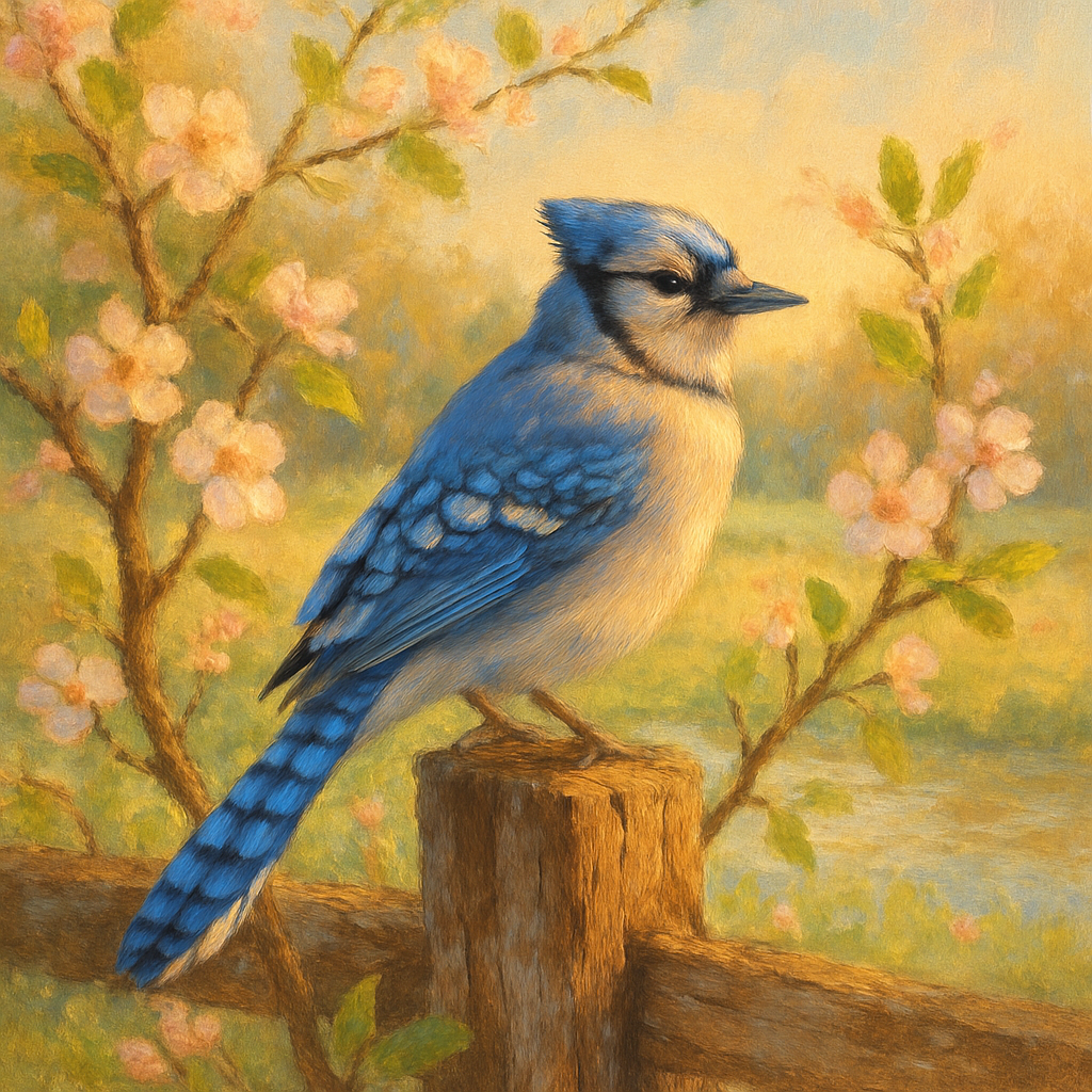 Rustic Painted Bluejay Serenade Paint by numbers art