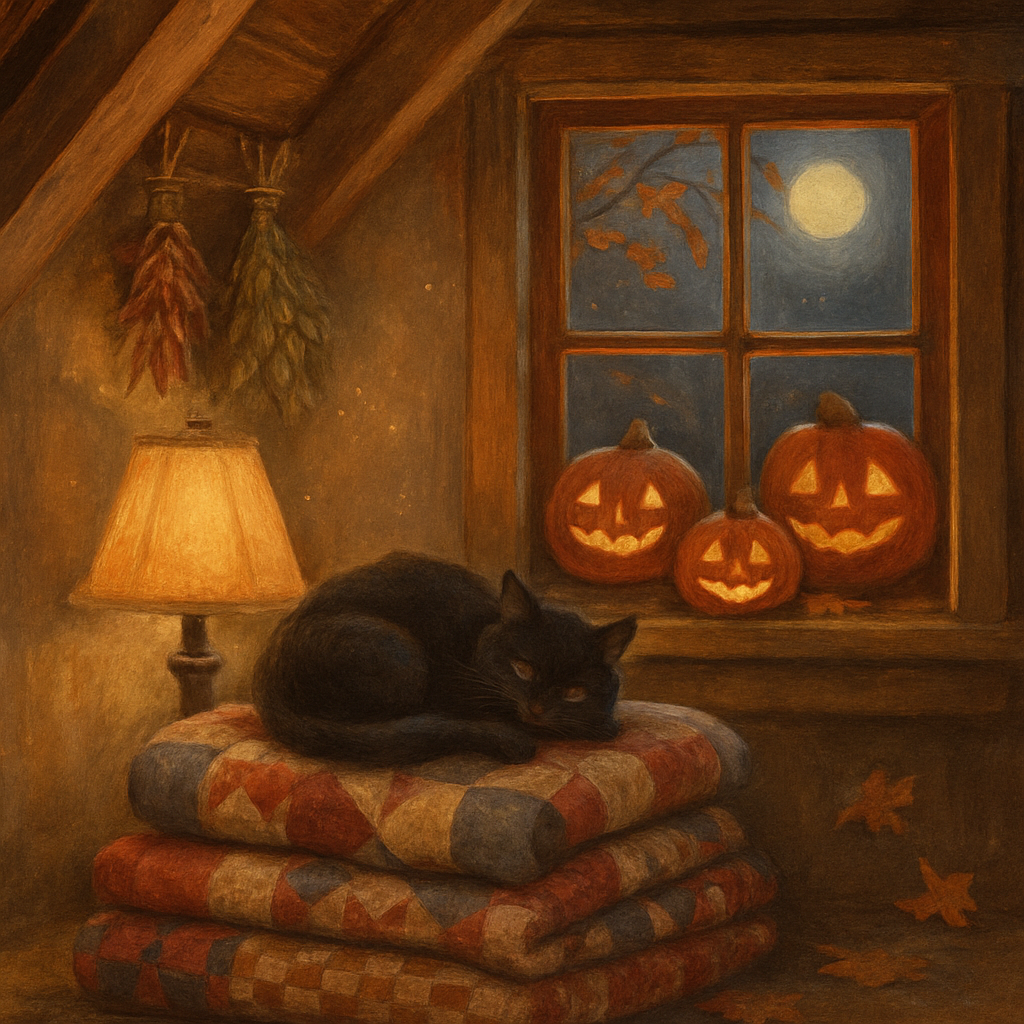 Cozy Attic Halloween Nook painting number kit