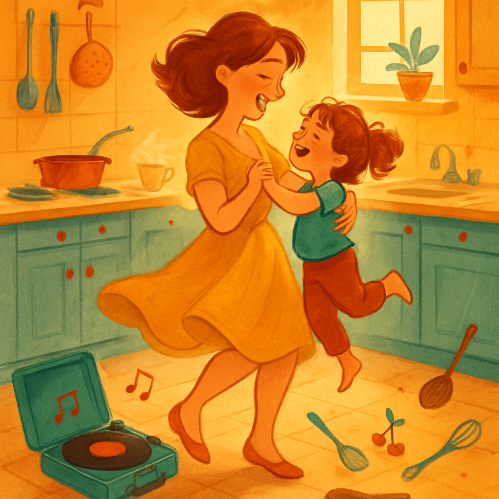 Mother And Child Dance In Kitchen painting number kit