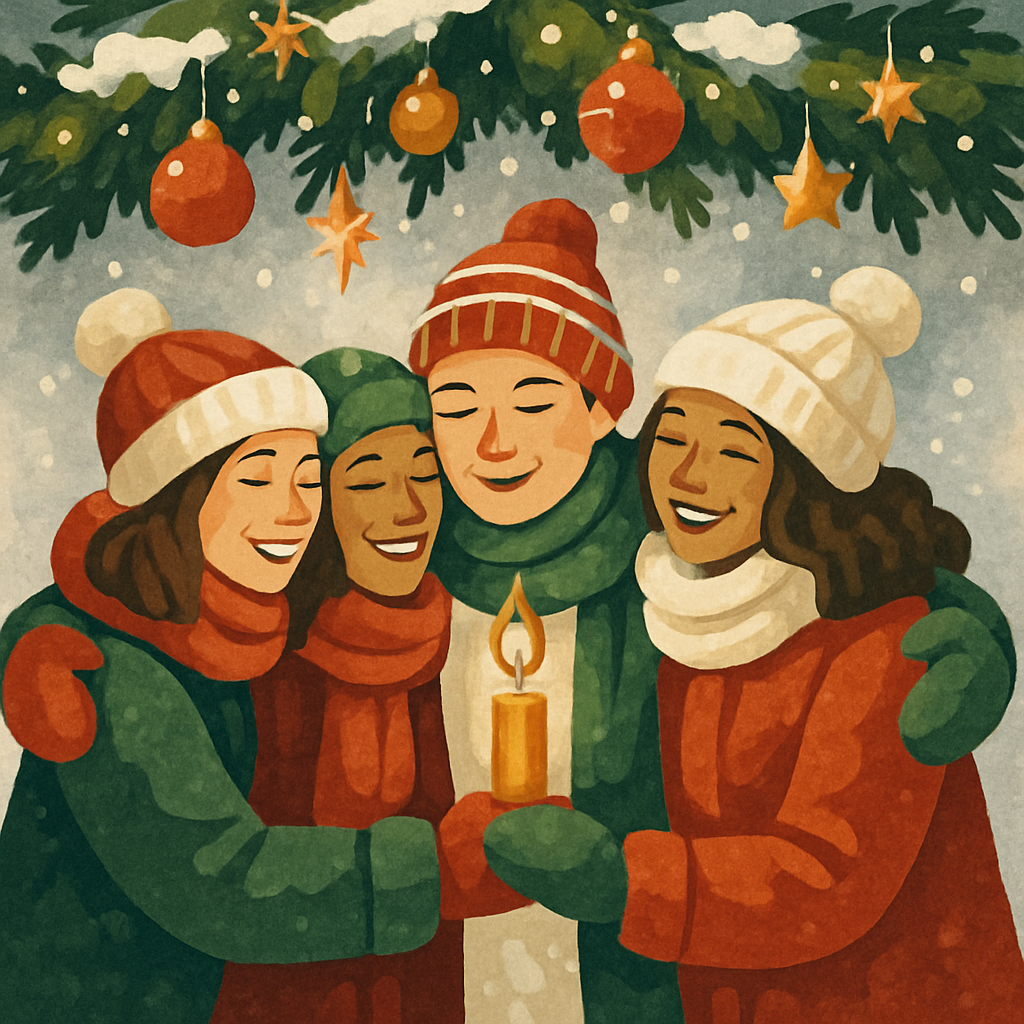 Snow-Dusted Garland Circle Paint by numbers art