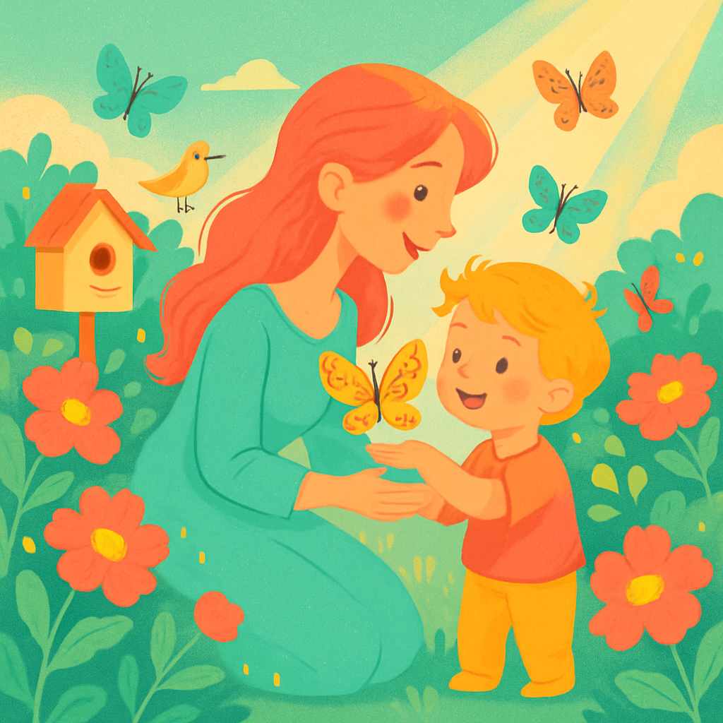 Mother And Child Watching Butterflies Paint by numbers kits