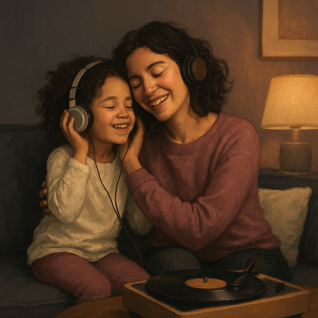 Mother And Child Sharing Headphones painting number kit