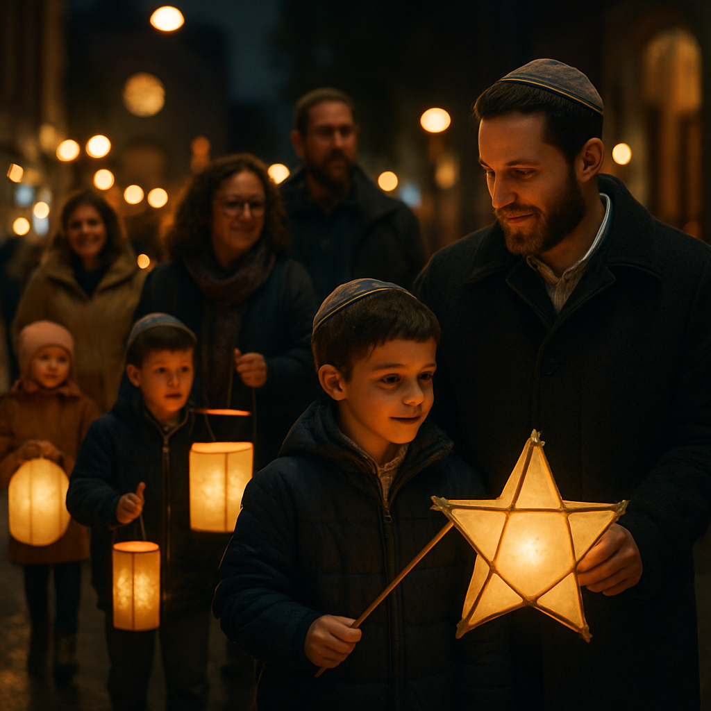 Lantern Parade At Jewish Festival Of Lights paint by color