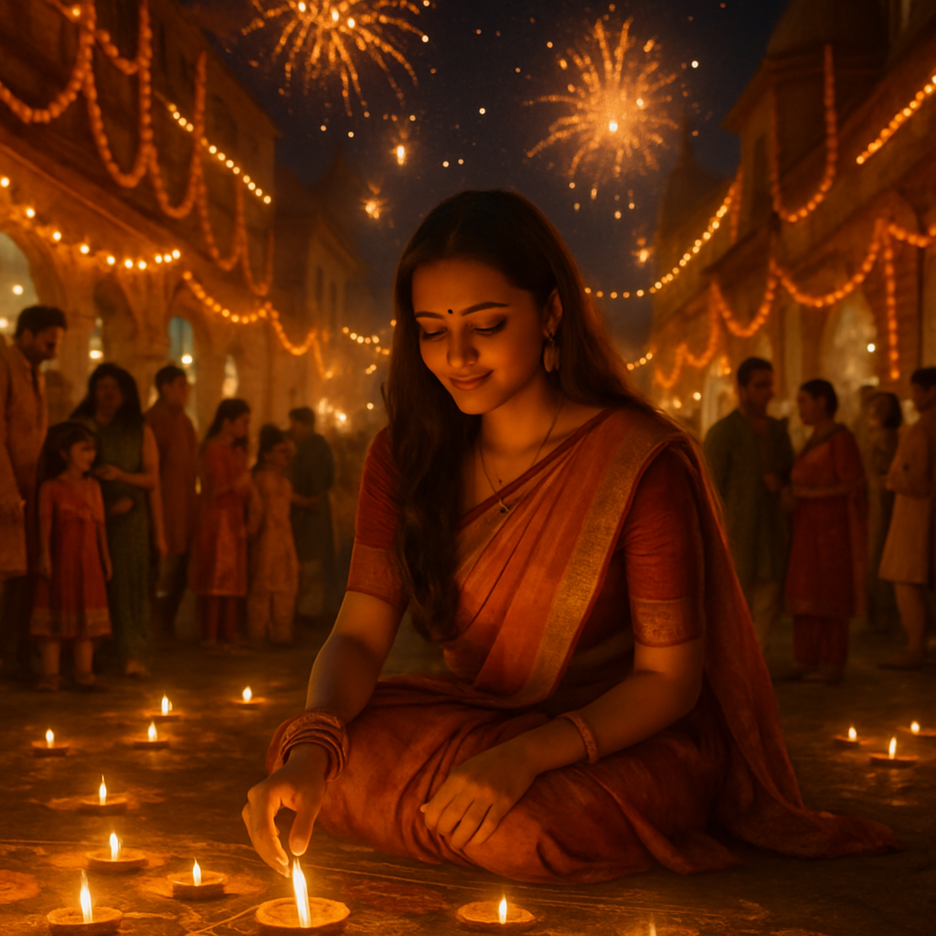 Colorful Diwali Night Festival Numbered painting kits