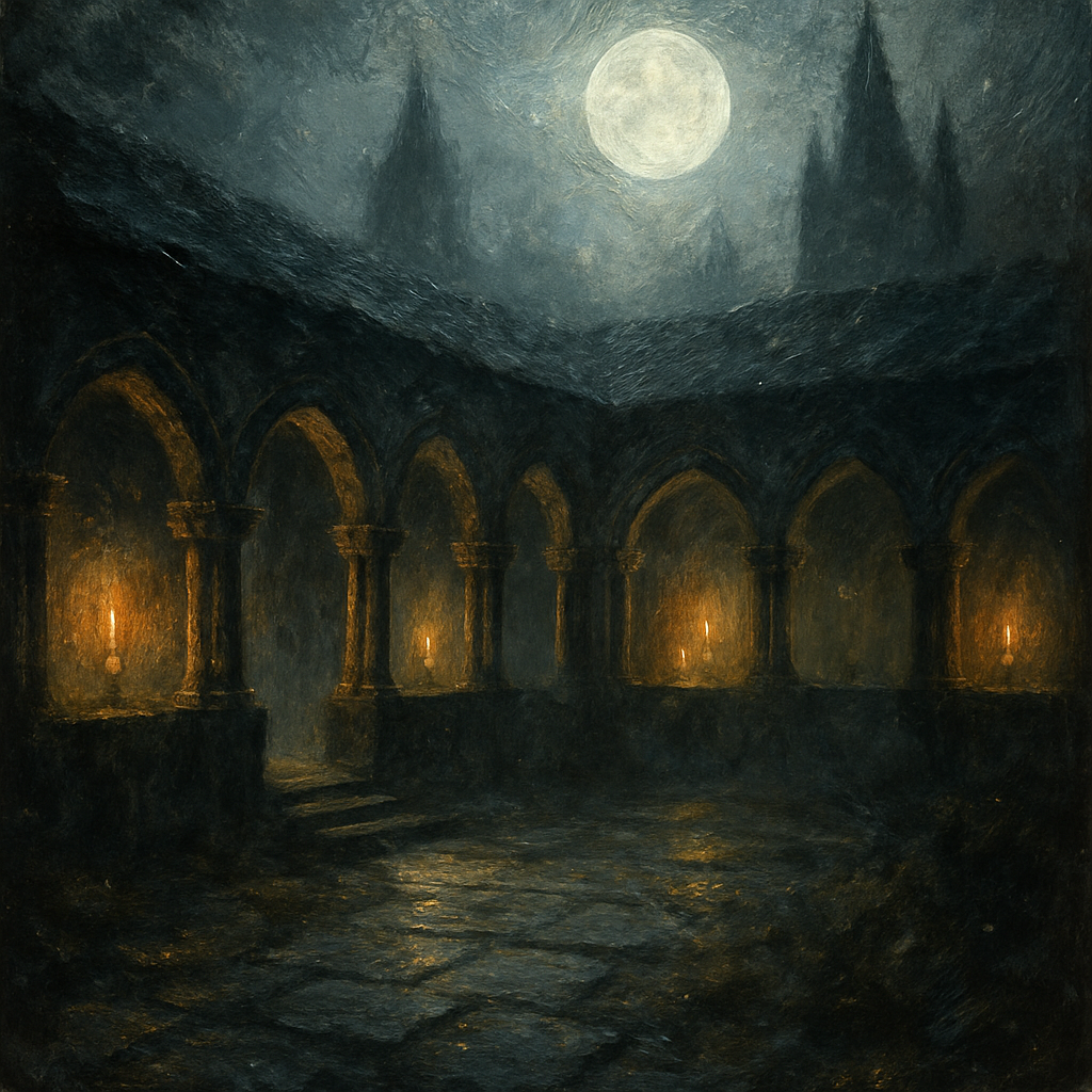 Misty Cloister Moonrise Painting by numbers kit