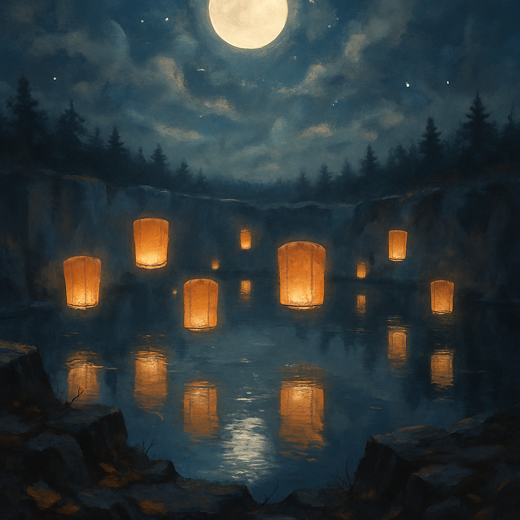 Hollow Lanterns Over Quarry Numbered painting kits