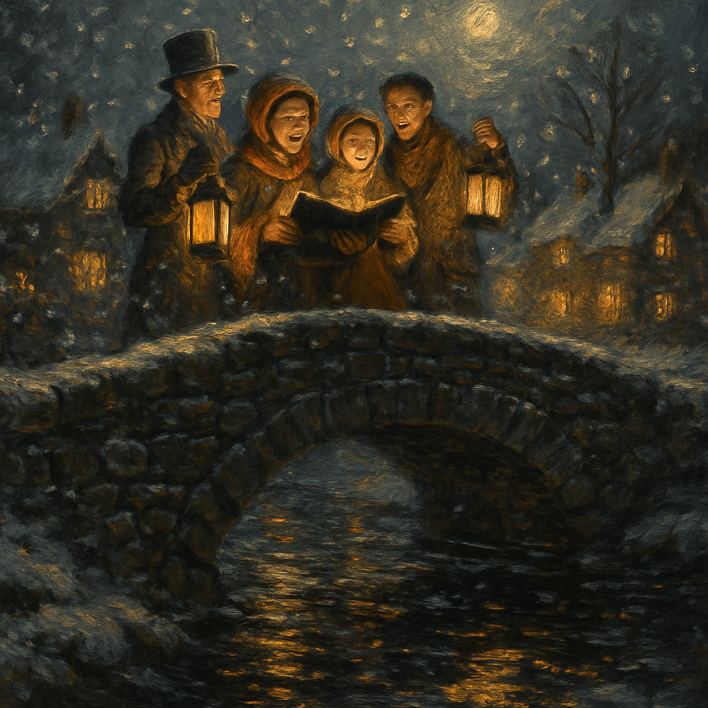 Frosted Bridge Caroling Crew Painting by numbers kit