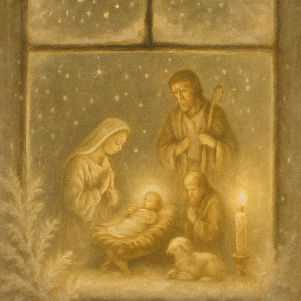Snowy Window Nativity Glow Paint by numbers kits