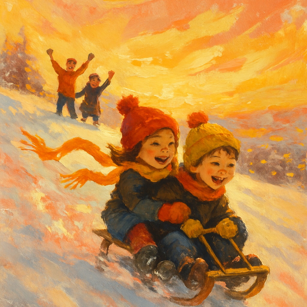 Sledding Hill Sunset Rush DIY paint by numbers