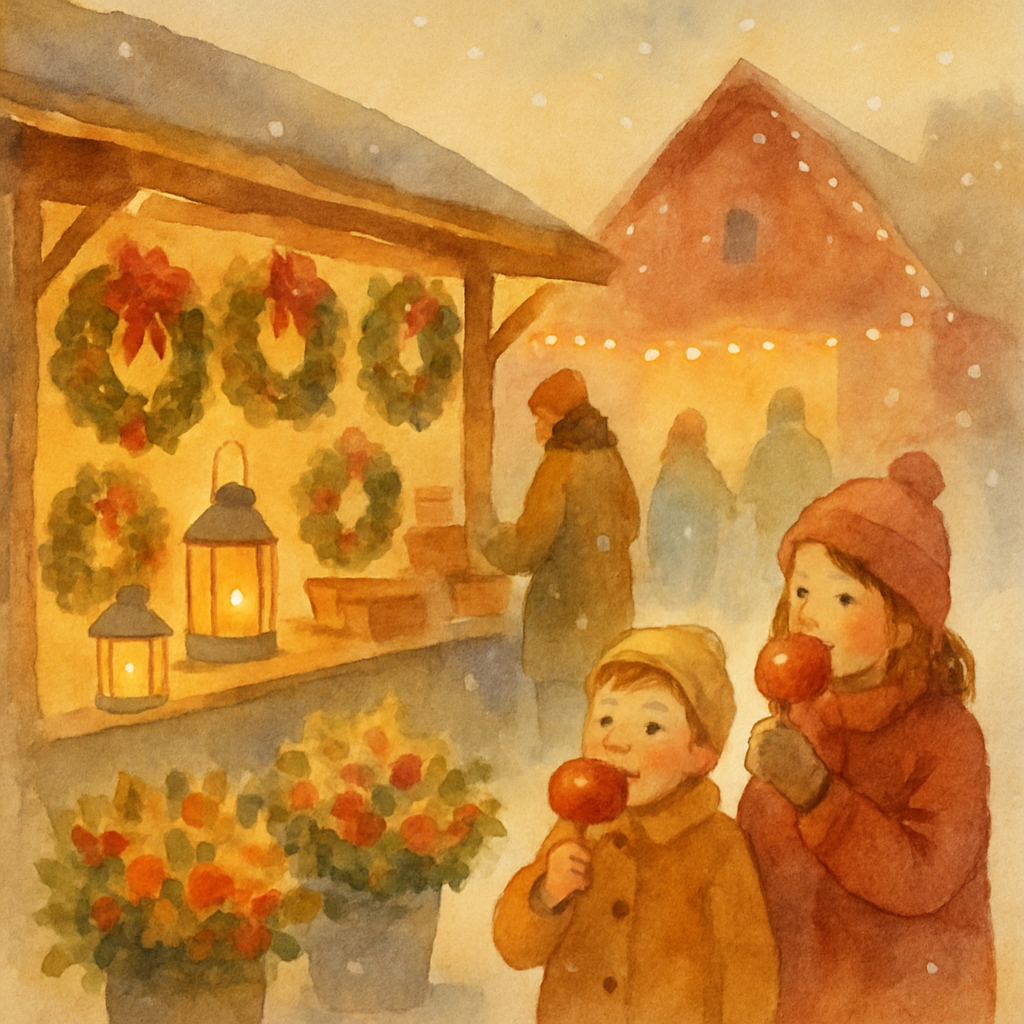 Snowy Lantern Farm Stand Number painting