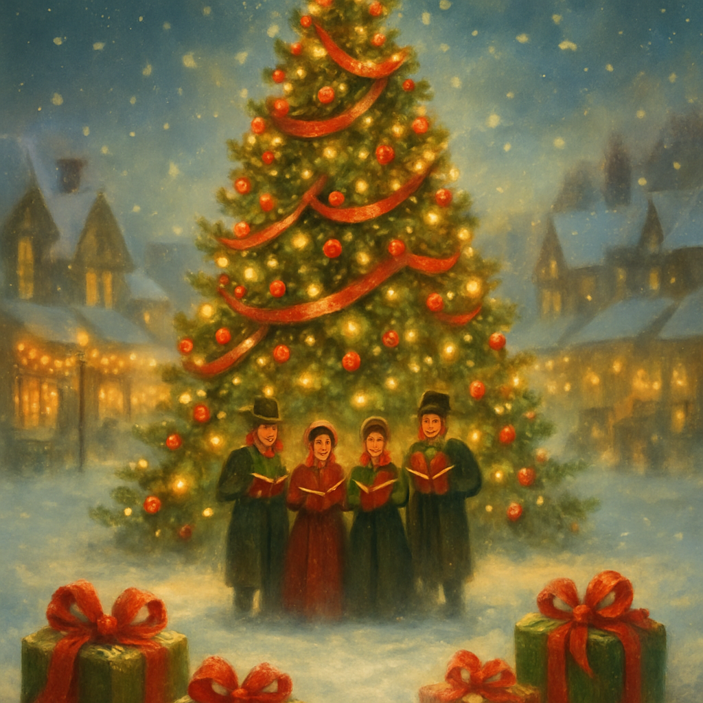 Star Tree In The Village Square Painting by numbers kit