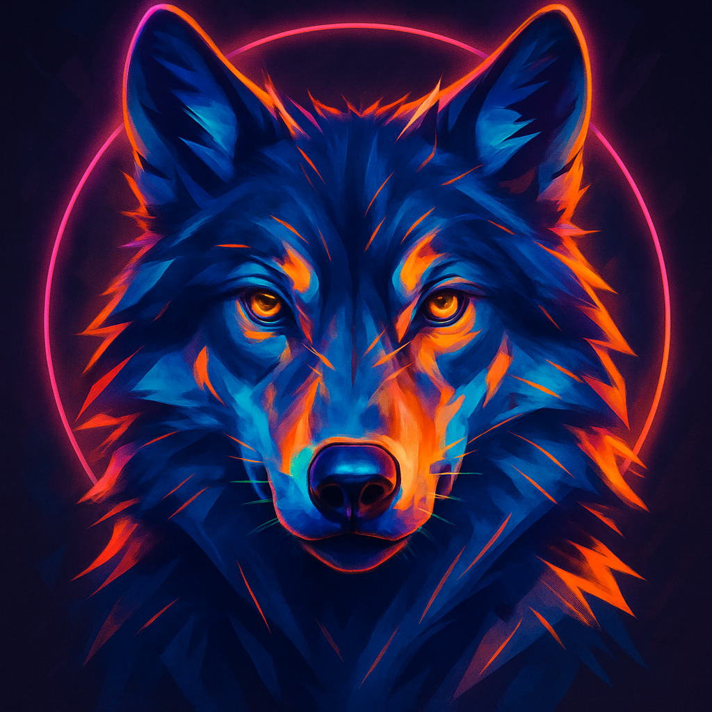 Wolf In Neon Halo paint by numbers