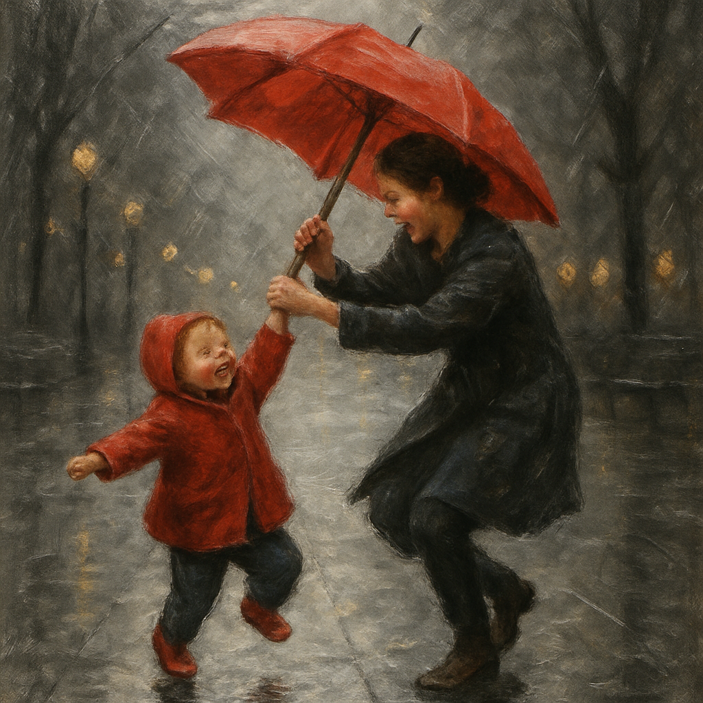 Mother And Toddler Umbrella Dance paint by numbers