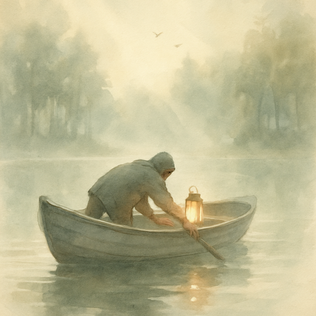 Misty Morning Rowboat Paint by numbers art