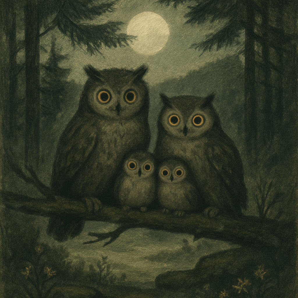 Owls At The Forest Clearing Painting by numbers kit
