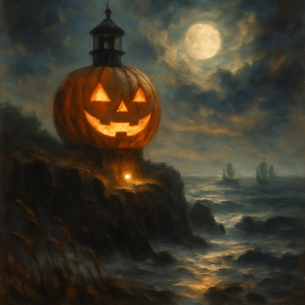 Pumpkin Lighthouse Evening paint by numbers