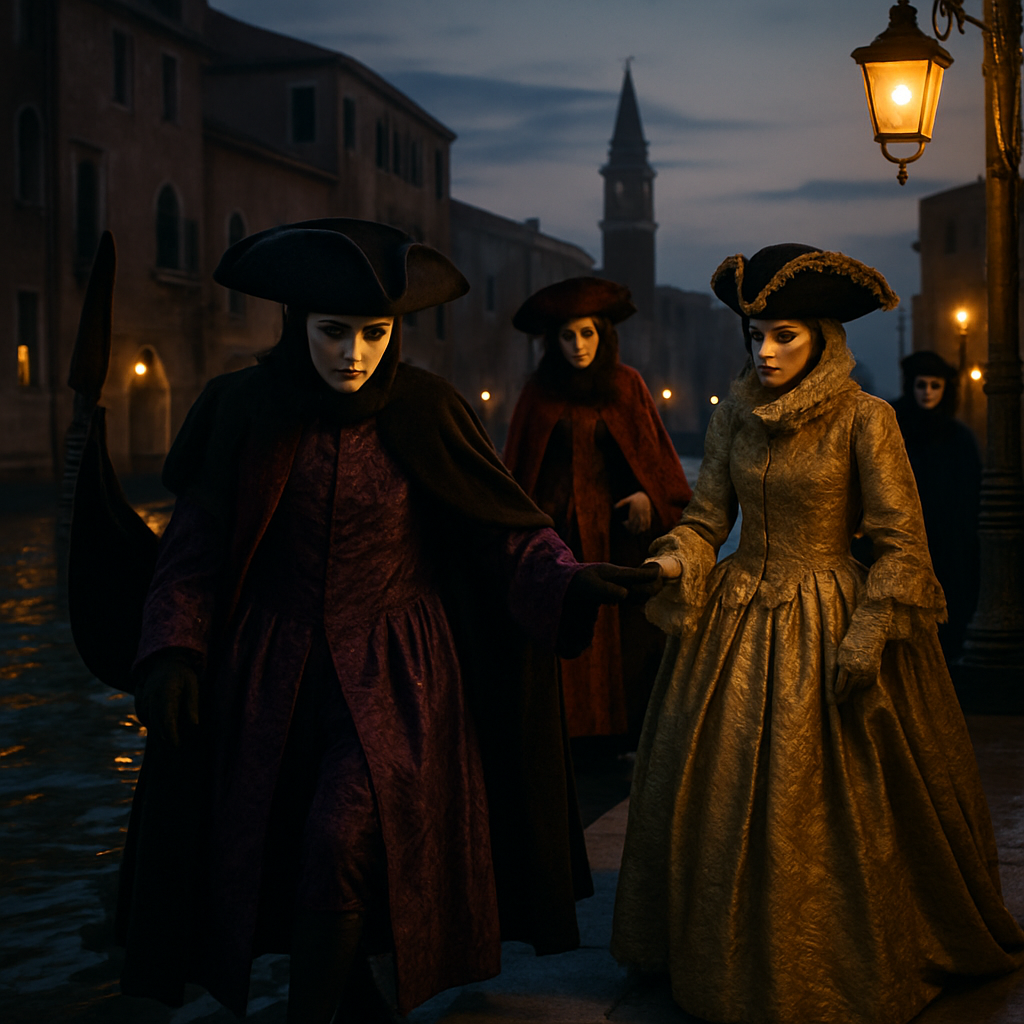 Venice Carnevale Masked Ball Arrival paint by color