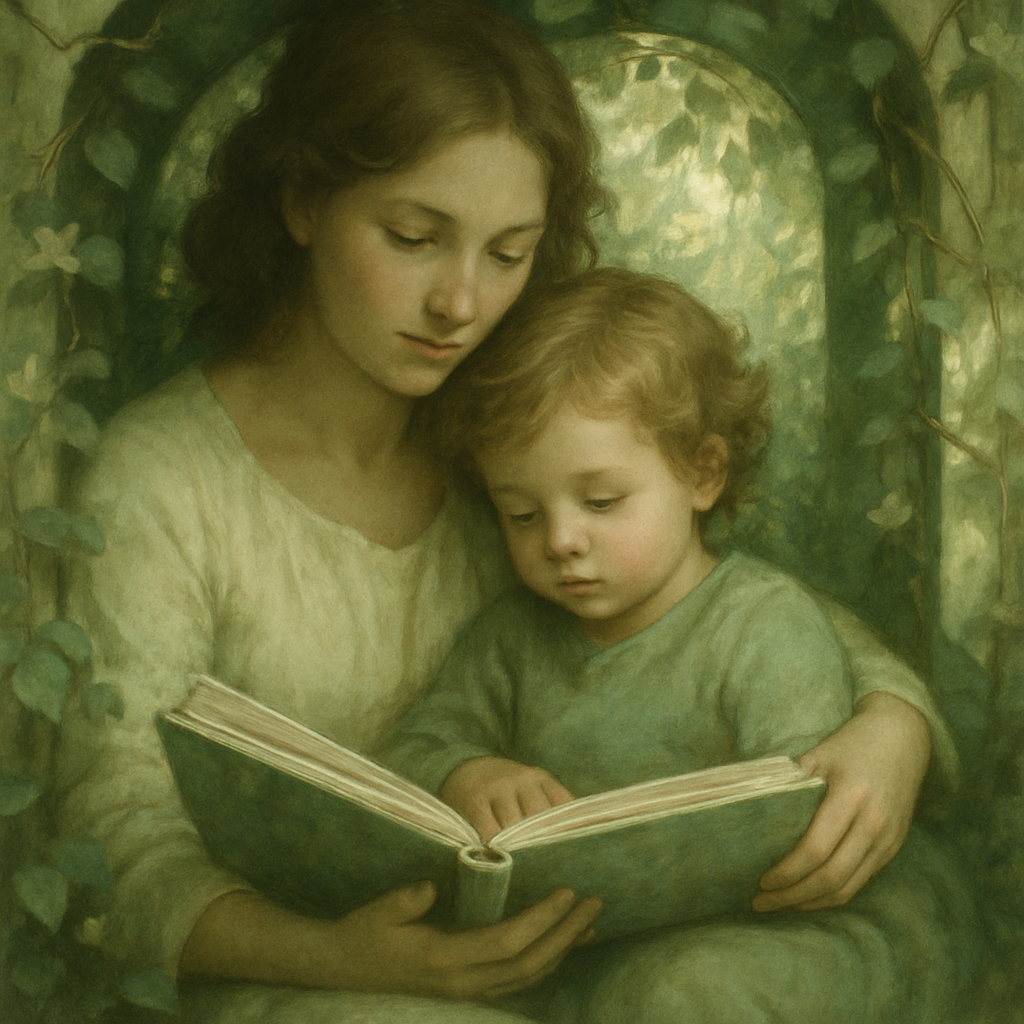 Quiet Garden Reading With Mom Number painting