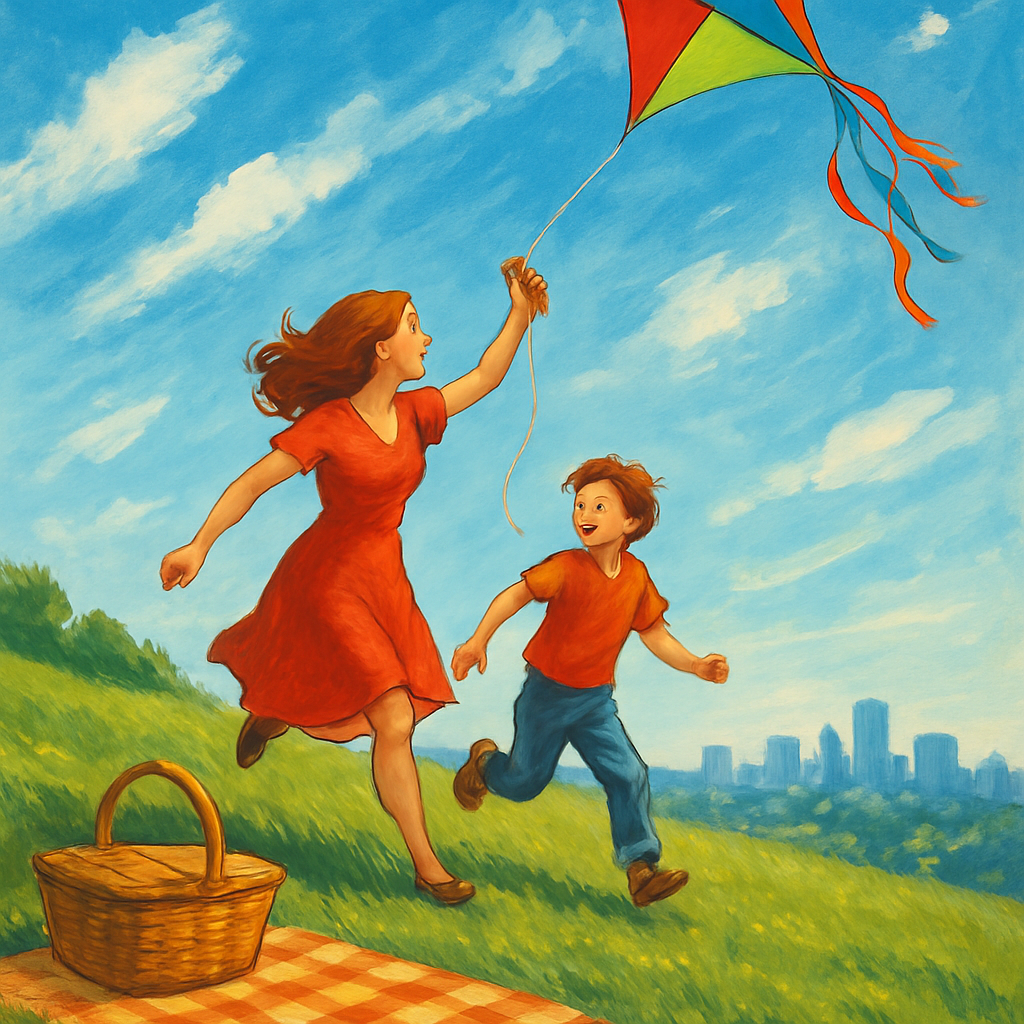 Park Picnic And Kite Flying With Mom Number painting