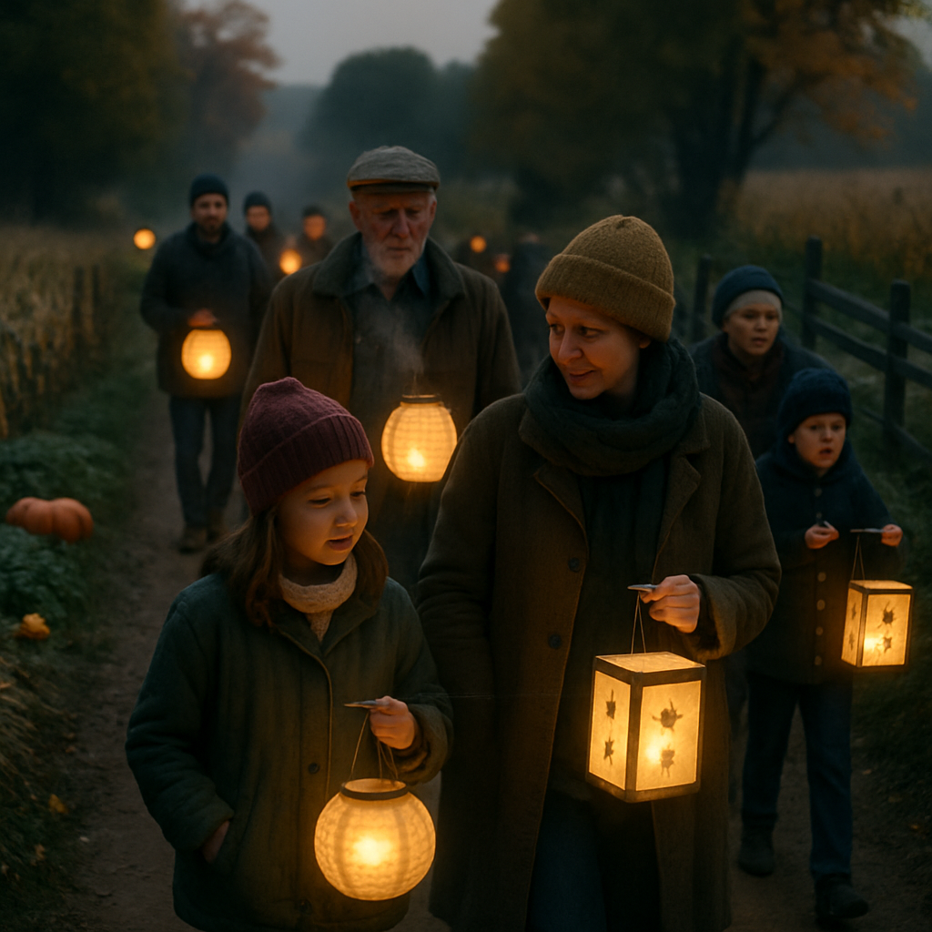 Harvest Moon Lantern Walk Village Paint by numbers art