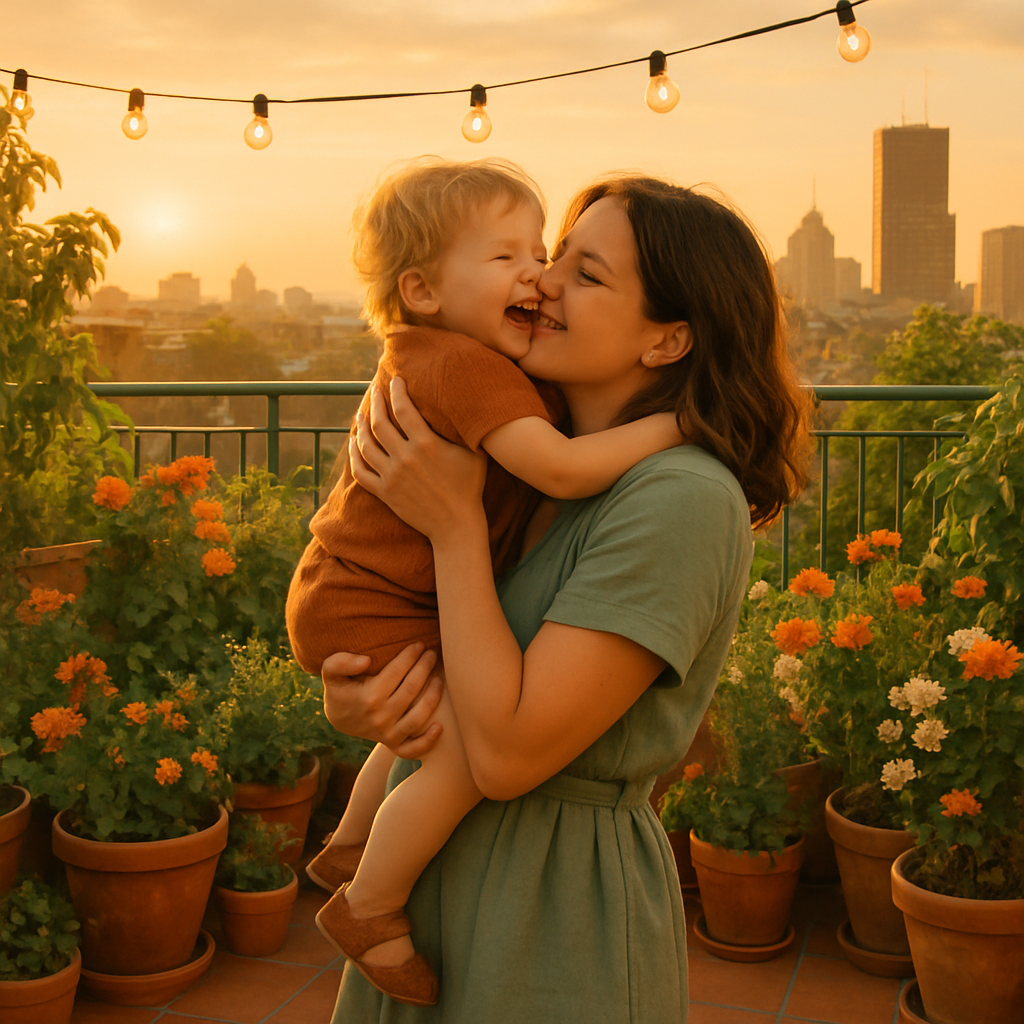 City Rooftop Garden Hug painting number kit