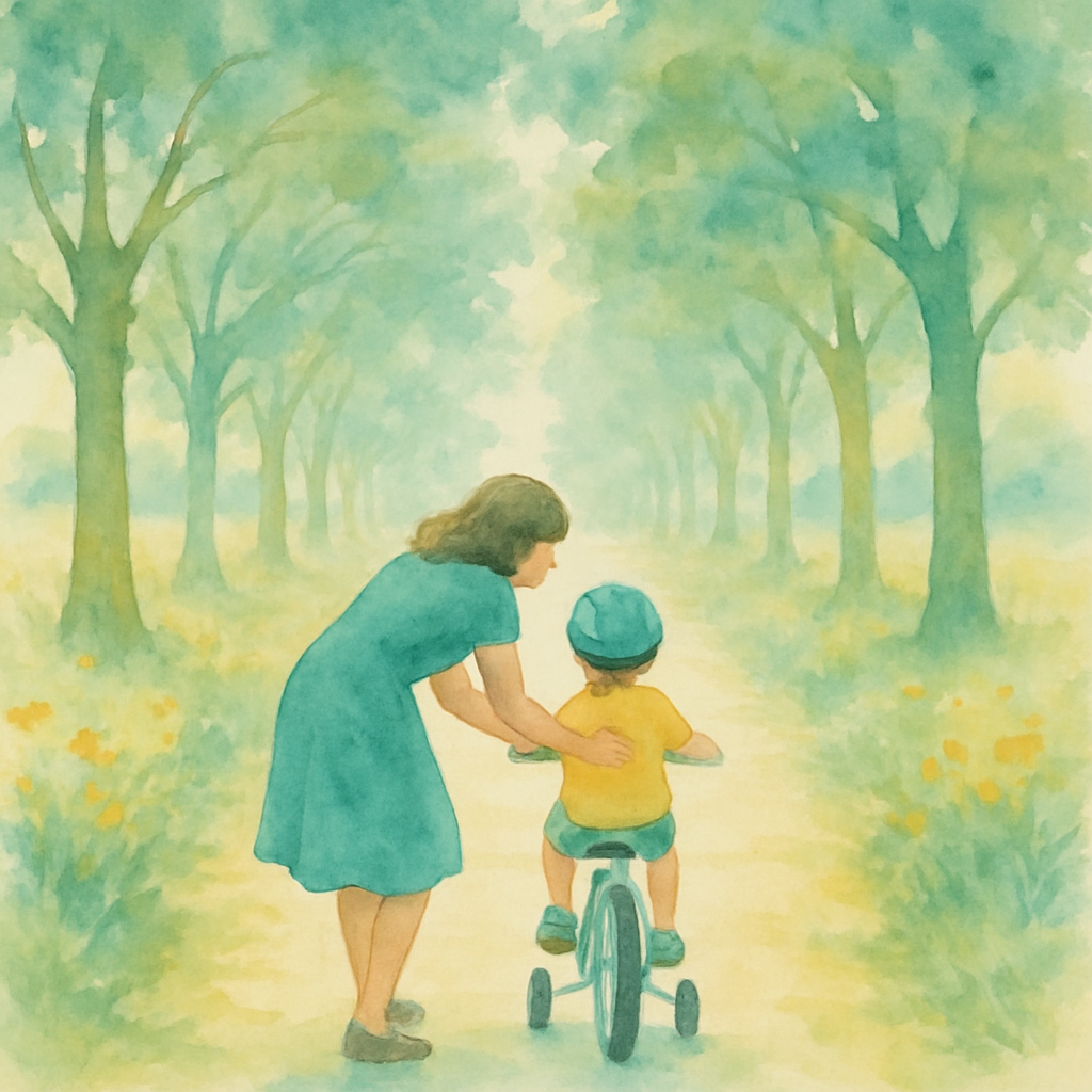 Mother And Child Watercolor Bike Ride Numbered painting kits