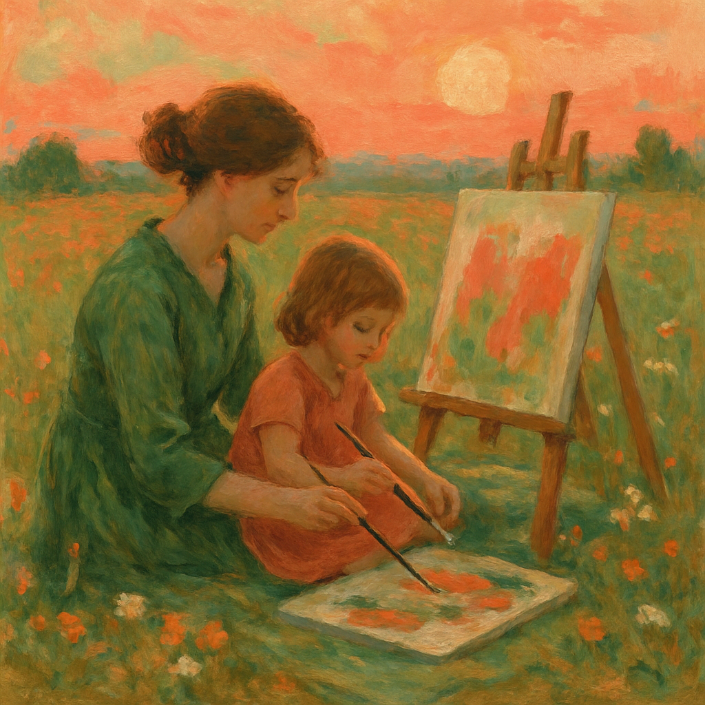Sunset Painting Together On Blanket paint by number