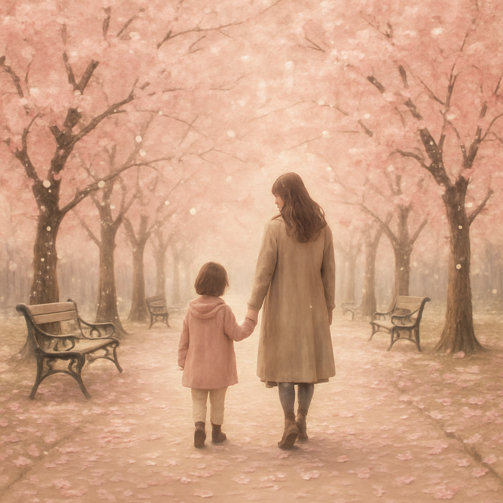 Stroll Through Cherry Blossoms Hand In Hand Paint by numbers art
