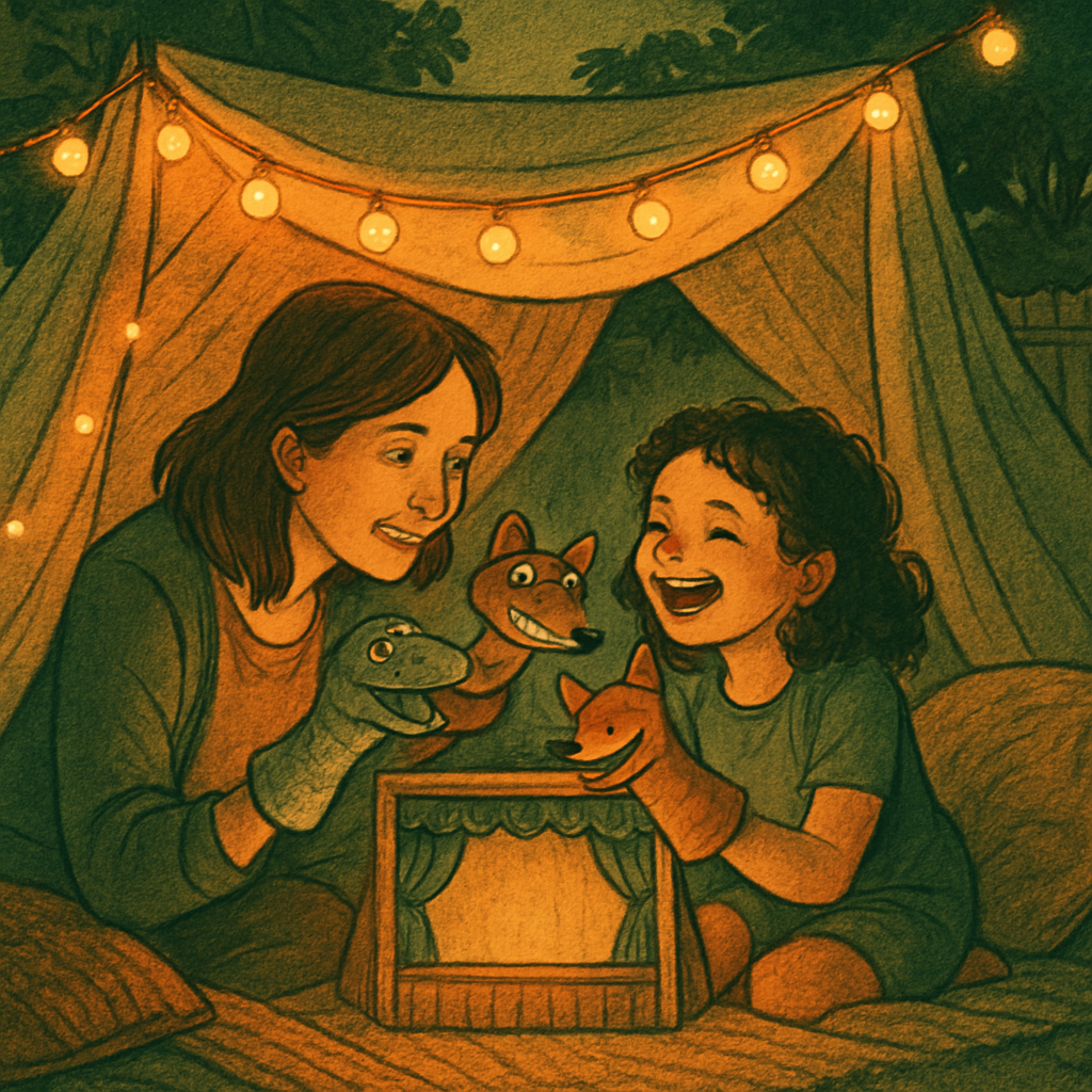 Puppet Show Together In Backyard Fort Paint by numbers kits