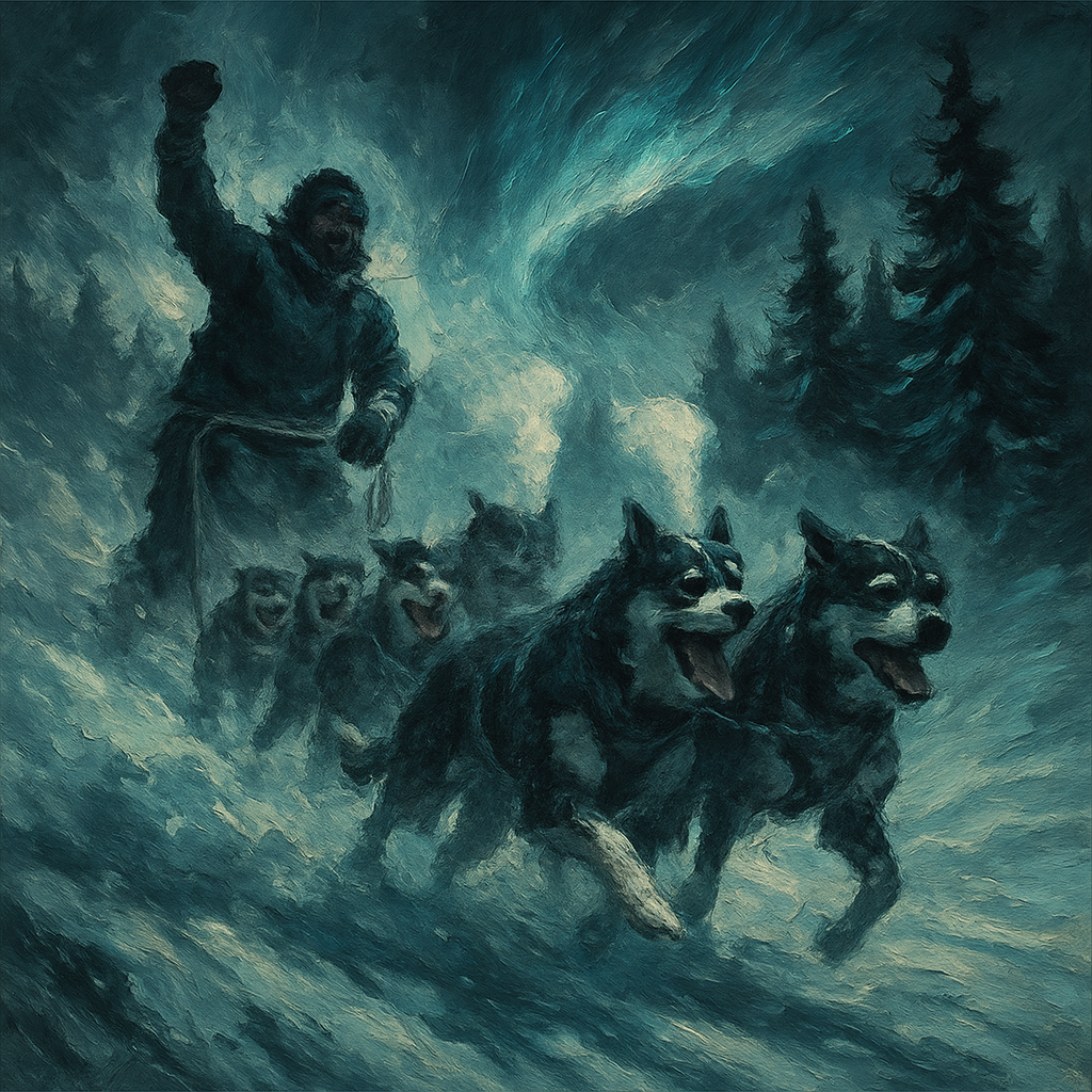 Frostlight Dog Sled Relay Painting by numbers kit