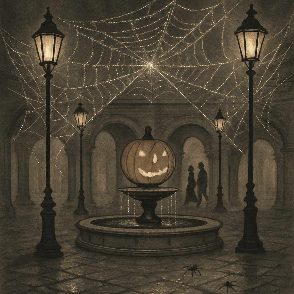 Cobweb Courtyard At Midnight paint by numbers