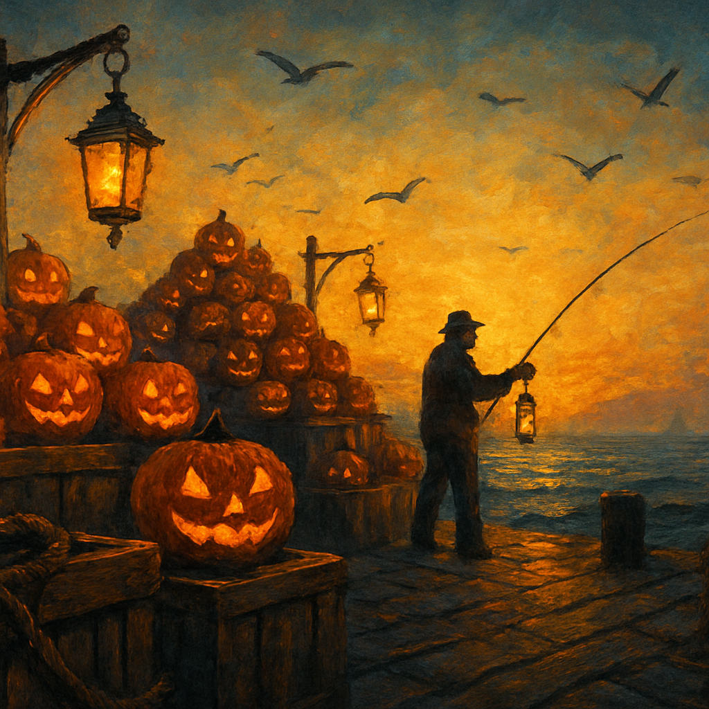 Sundown At The Pumpkin Wharf Number painting