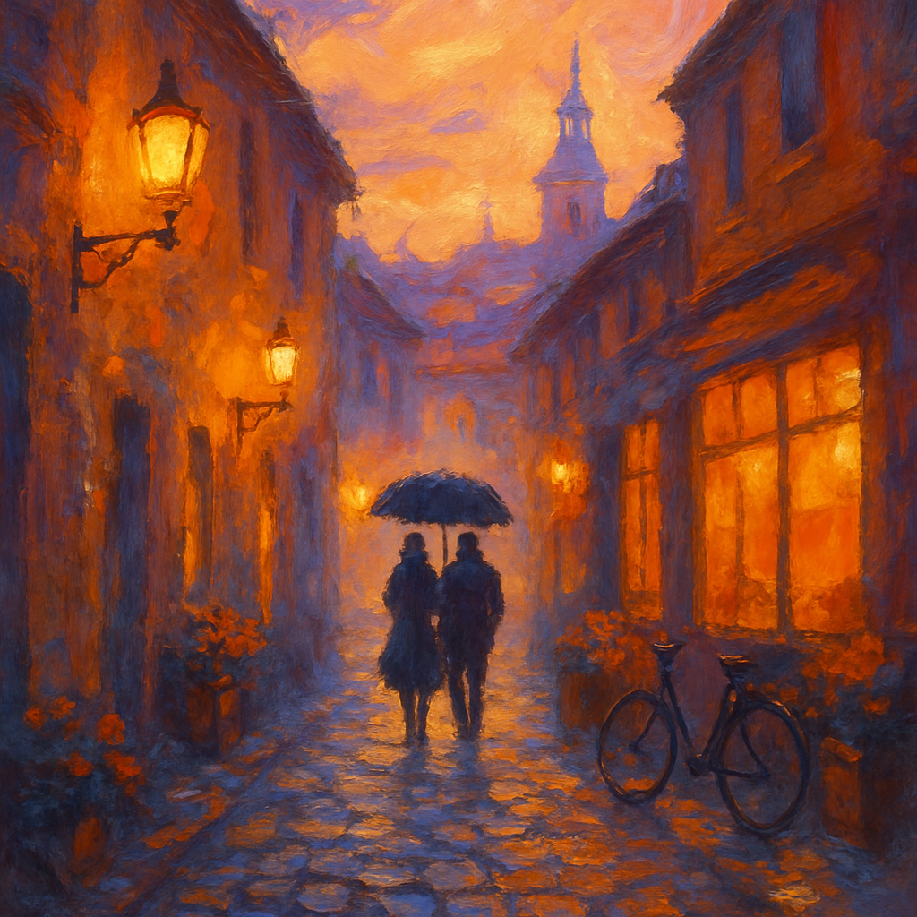 Sunset Alleyway Cozy Cityscape DIY paint by numbers