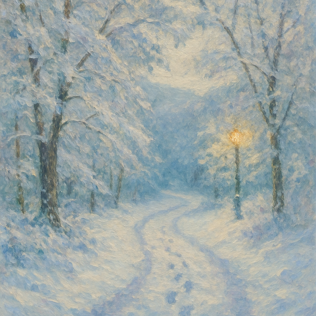 Snowy Forest Path Winter Landscape Number painting