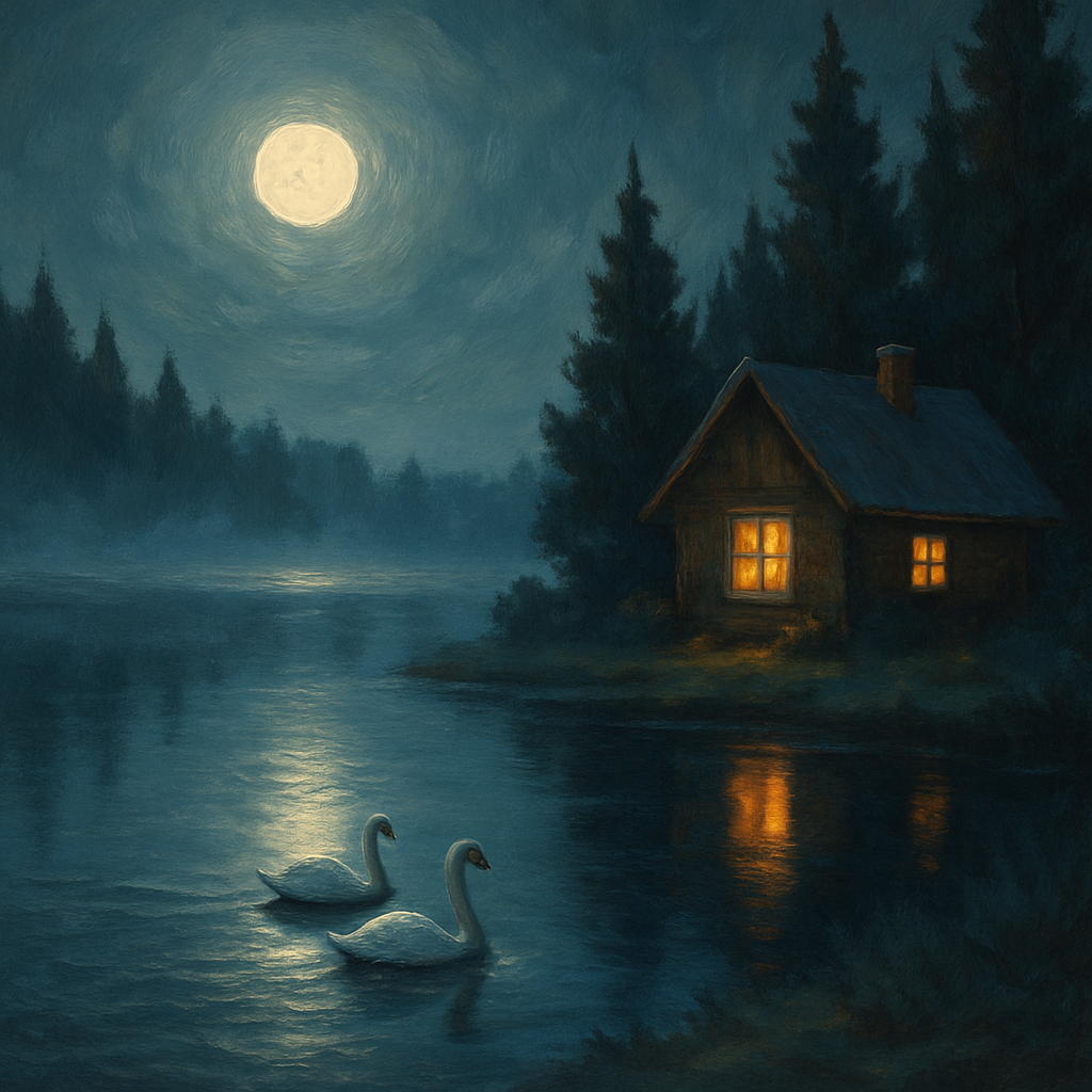 Cabin By The Tranquil Lake painting number kit
