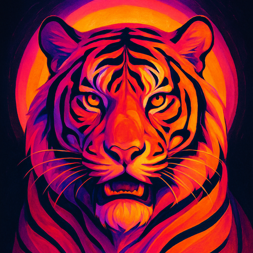 Sunset Tiger Colorblock paint by numbers