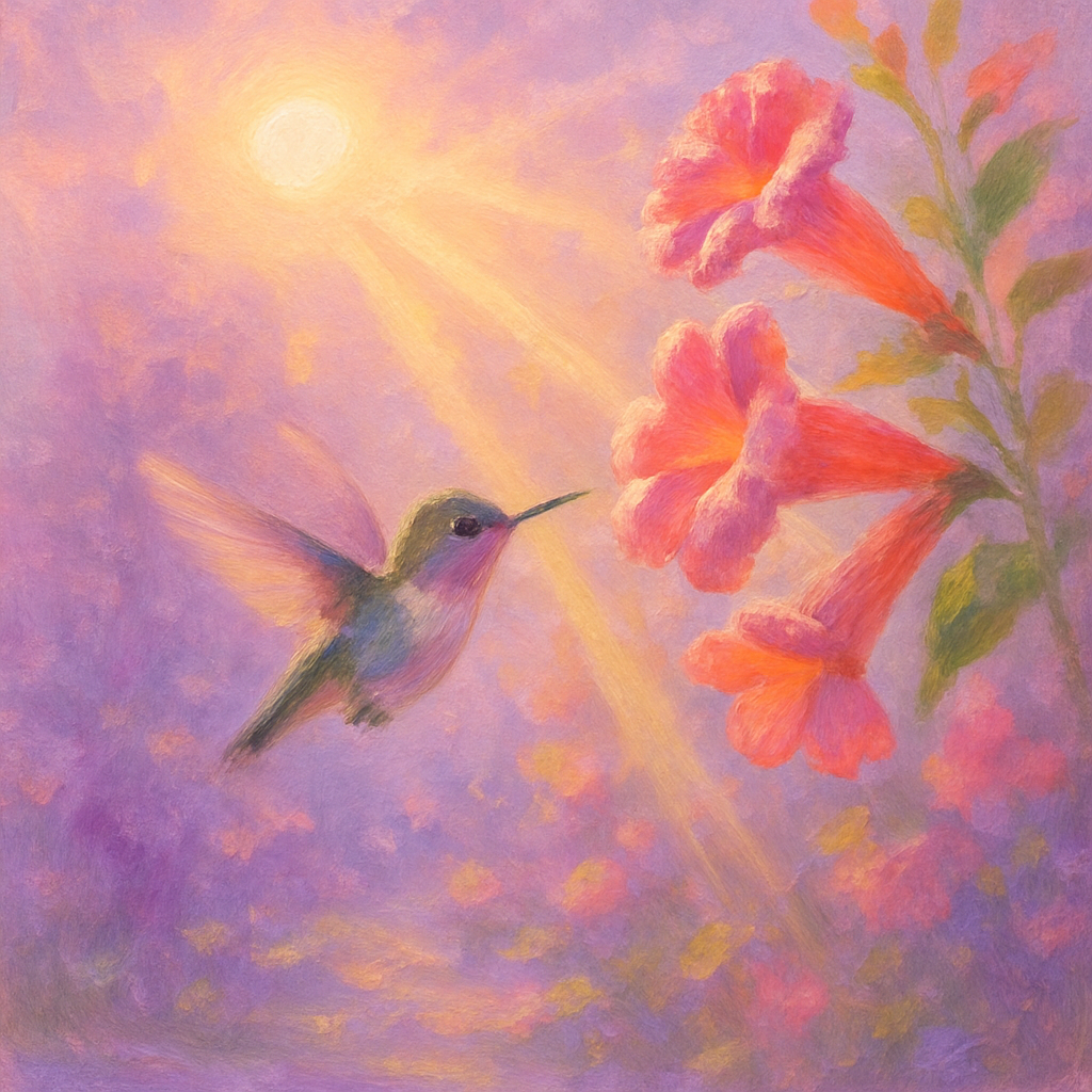 Hummingbird Garden Whisper paint by numbers