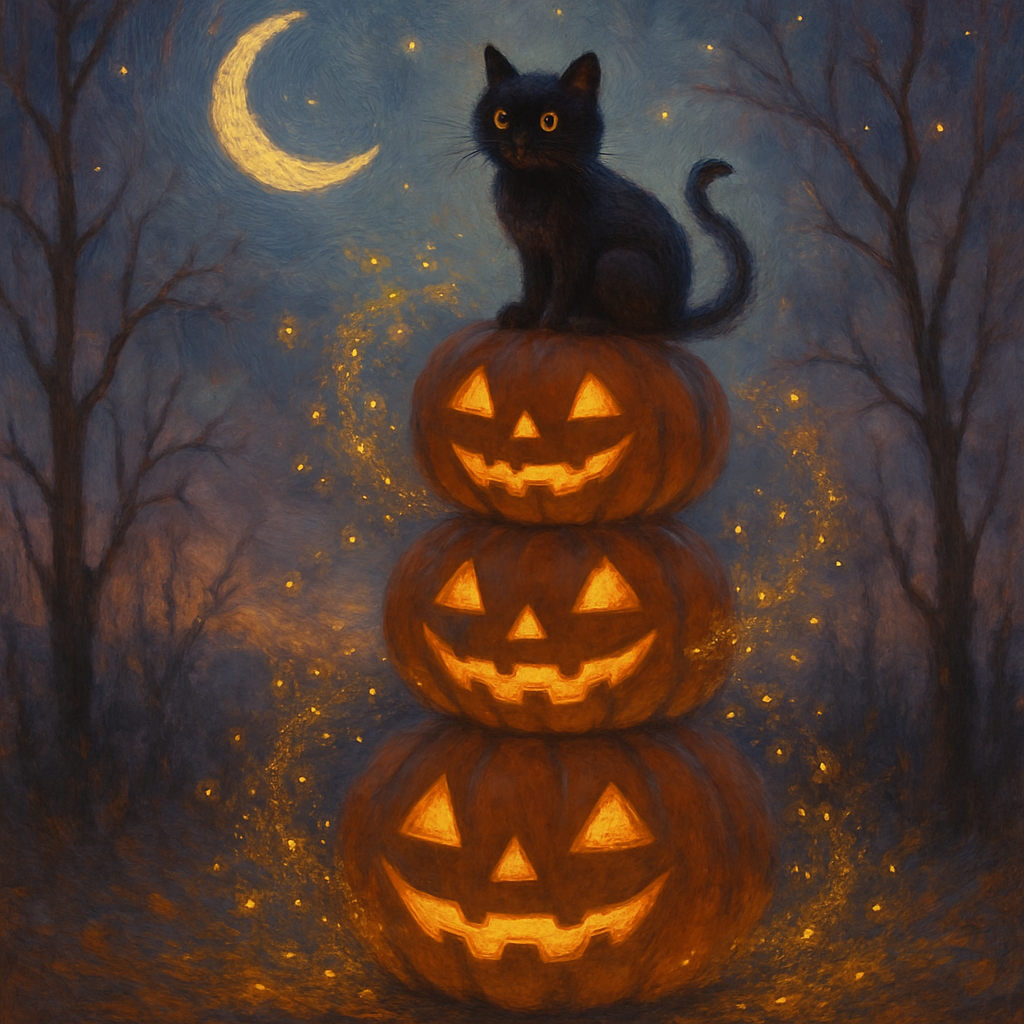 Moonlit Jack O Lantern Stack Numbered painting kits
