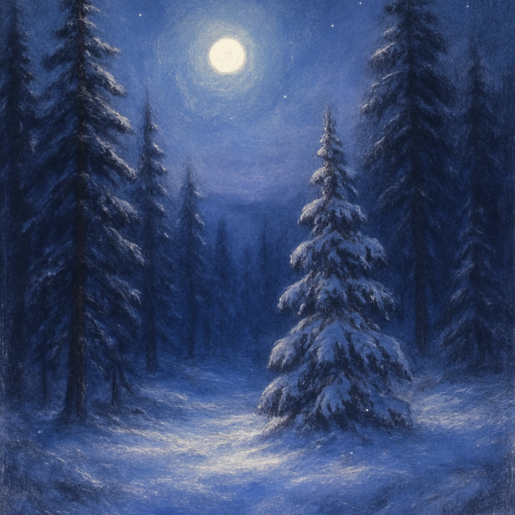 Moonlit Pine Winter Landscape Paint by numbers kits